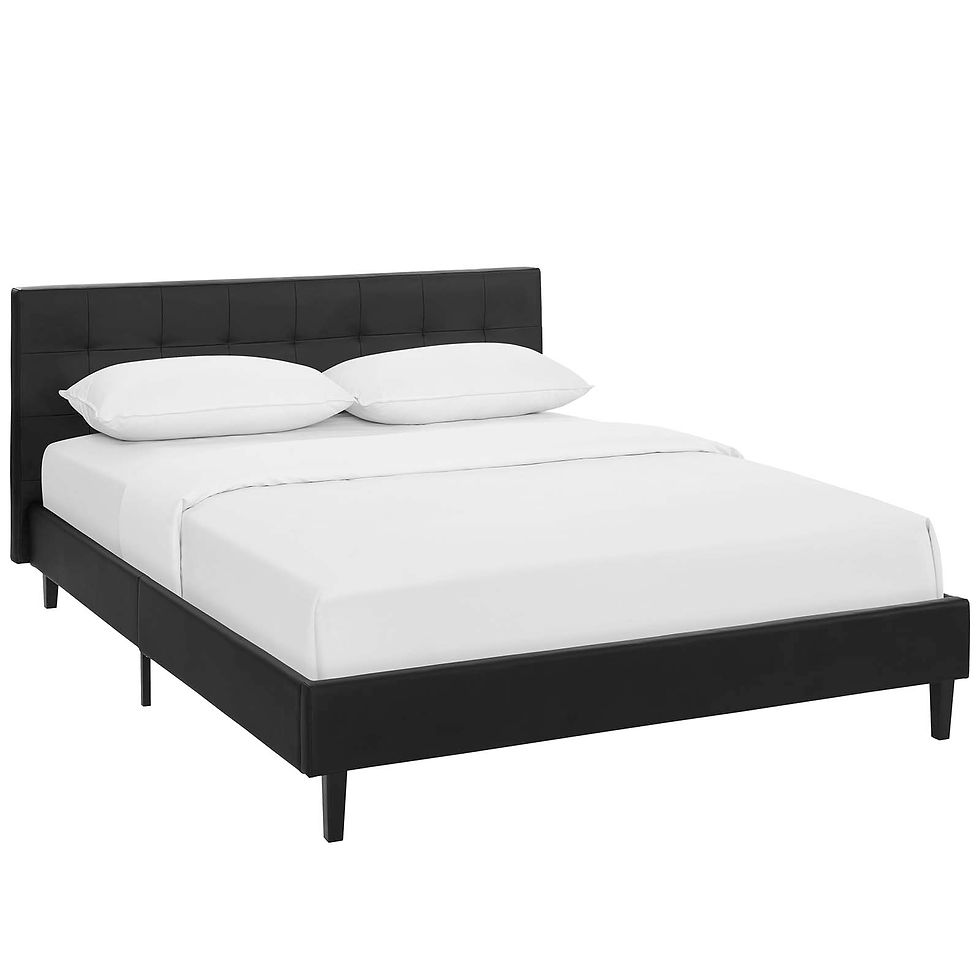 Linnea Queen Vinyl Bed - Black MOD-5425-BLK