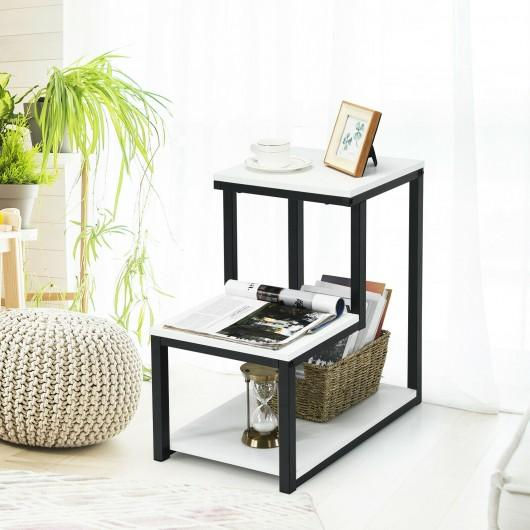 Thumbnail: 3-Tier Sofa Side Table Night Stand-White