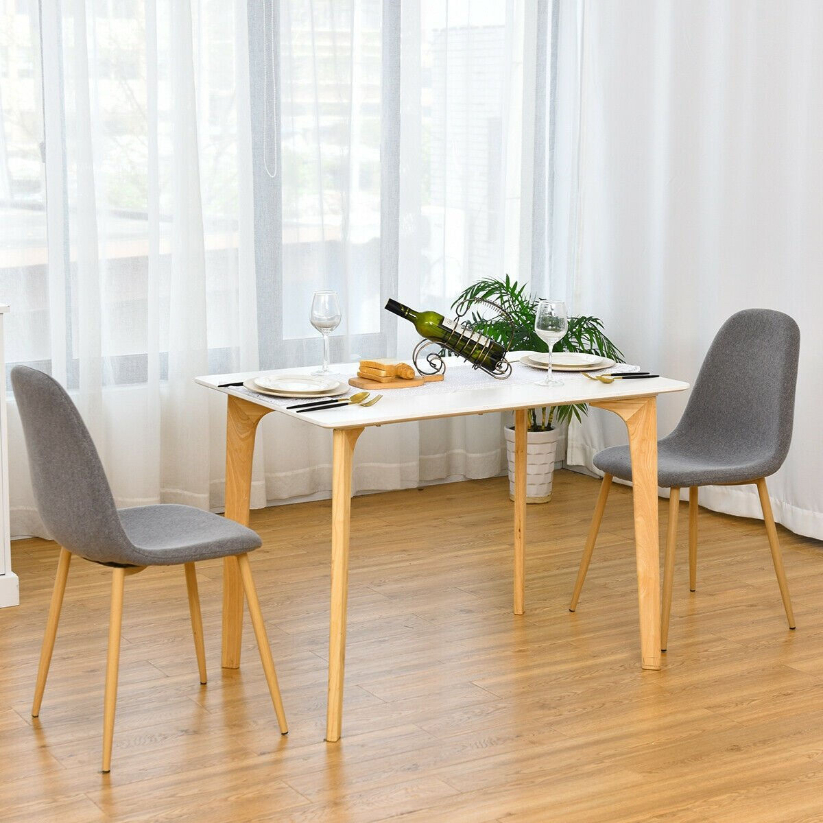 Set of 2 Gray Accent Dining Chairs