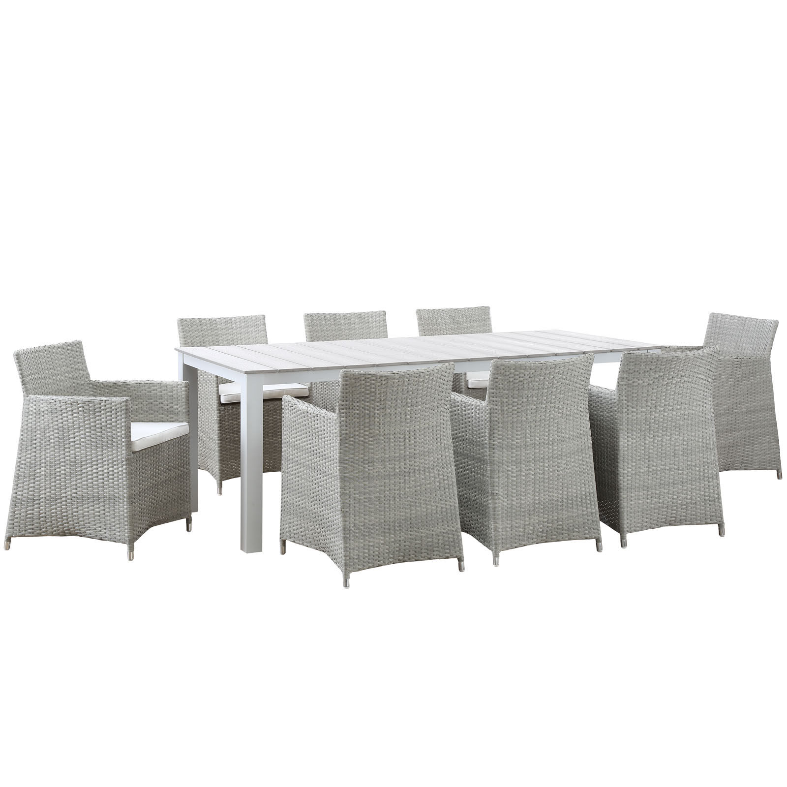 Junction 9 Piece Outdoor Patio Dining Set EEI-1752-GRY-WHI-SET