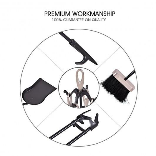 Thumbnail: 5 pcs Stylish Silver Iron Fireplace Tools Set
