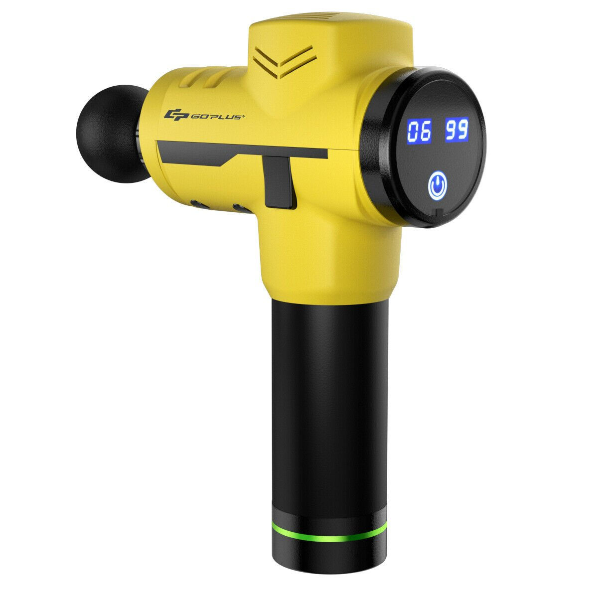 Powerful Rechargeable Deep Muscle Massager with 4 Heads-Yellow