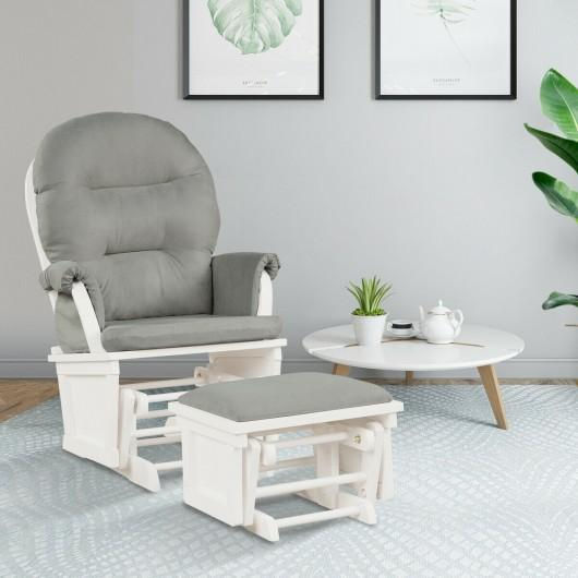 Baby Nursery Relax Rocker Rocking Chair Set-Light Gray