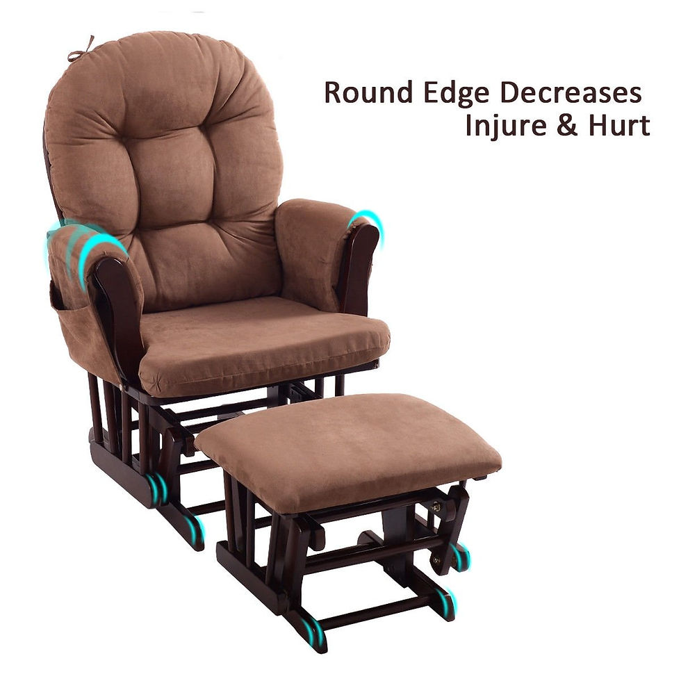Thumbnail: Adjustable Backrest Baby Nursery Rocking Chair & Ottoman Set-Brown