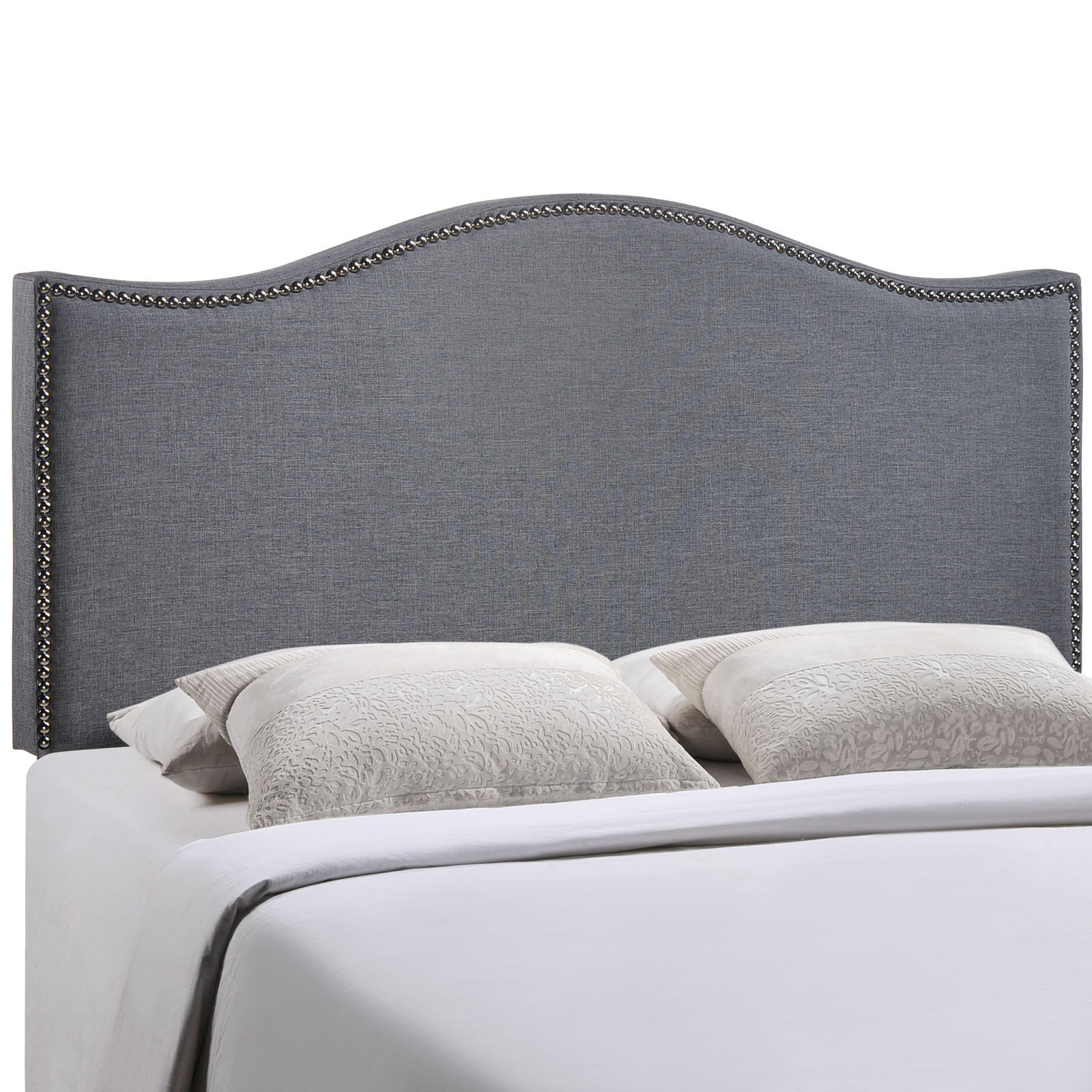 Curl Queen Nailhead Upholstered Headboard - Smoke MOD-5206-SMK