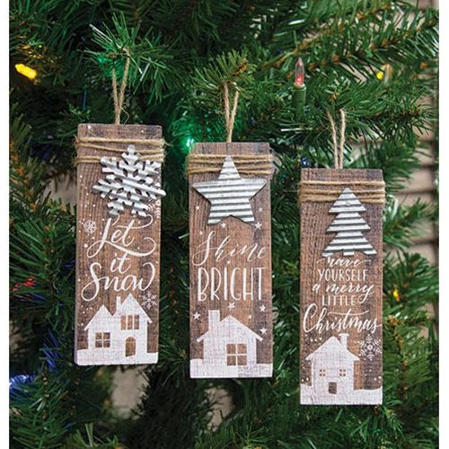 Farmhouse Christmas Charm Ornament 3 Asstd. (Pack of 4)