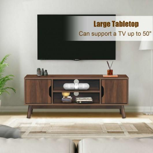 Thumbnail: 50" Wood Media TV Stand with Storage Shelf-Coffee