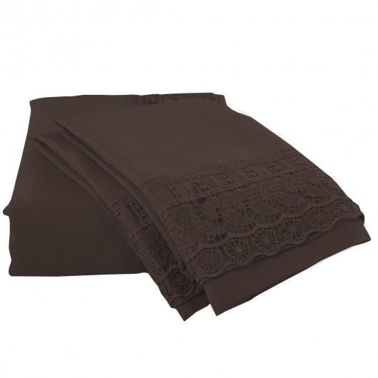 Full Size 4 Pieces Bed Sheet Set-Chocolate