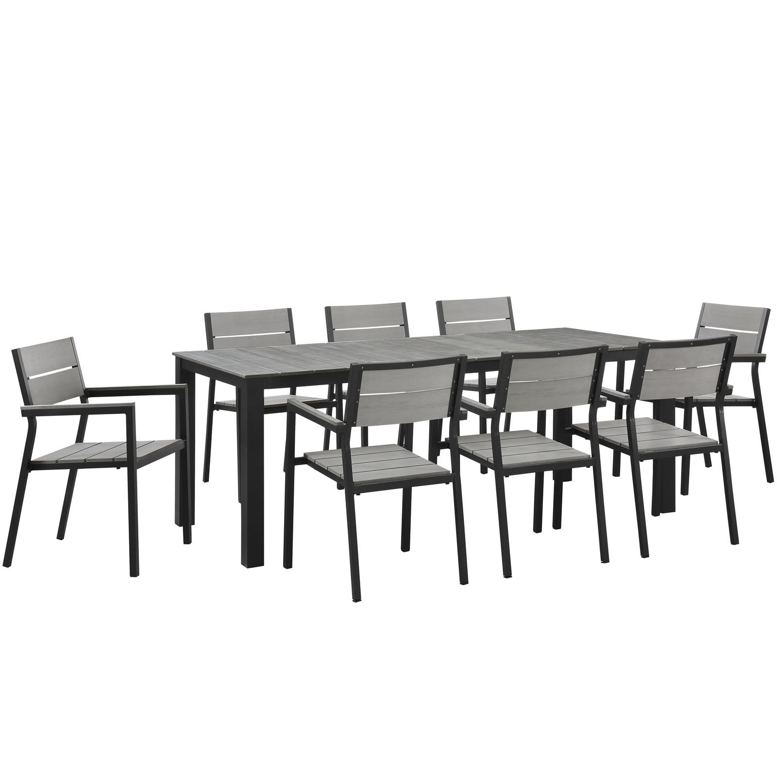 Maine 9 Piece Outdoor Patio Dining Set Brown/Gray EEI-1753-BRN-GRY-SET