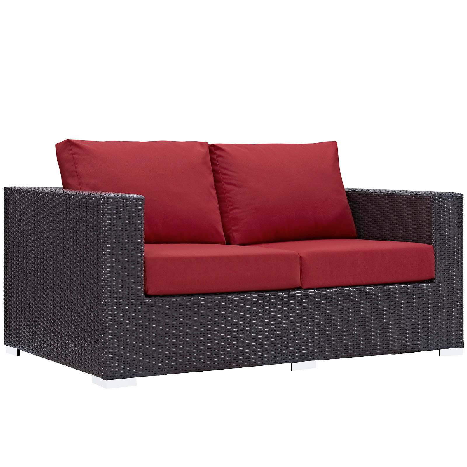 Convene Outdoor Patio Loveseat - Espresso/Red EEI-1907-EXP-RED