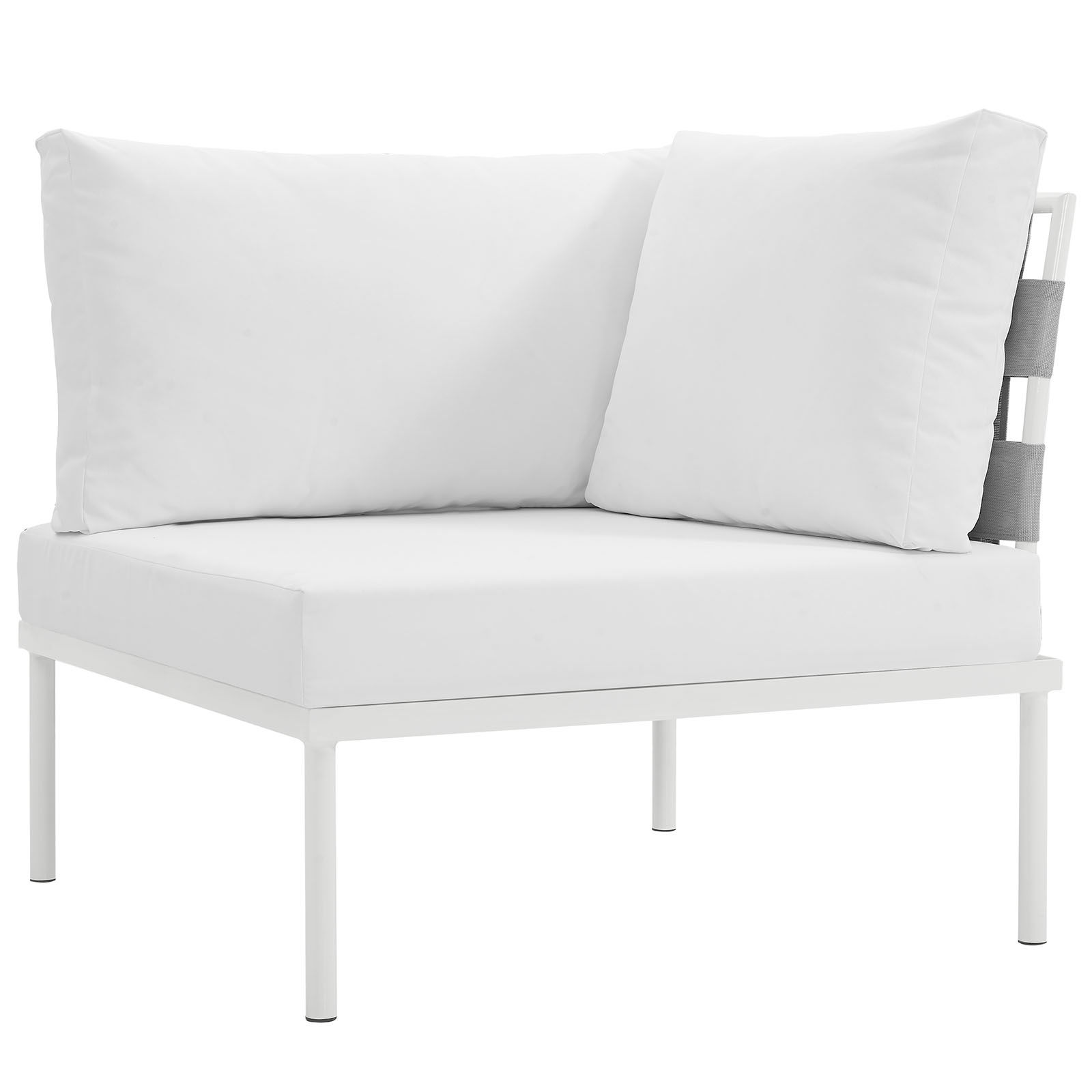 EEI-2601-WHI-WHI Harmony Outdoor Patio Aluminum Corner Sofa By