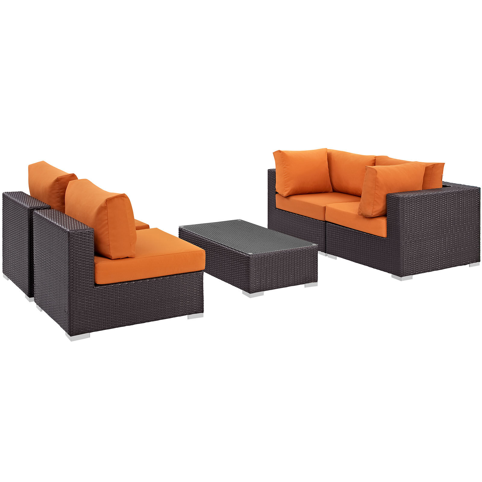 Convene 5 Piece Outdoor Patio Sectional Set EEI-2163-EXP-ORA-SET