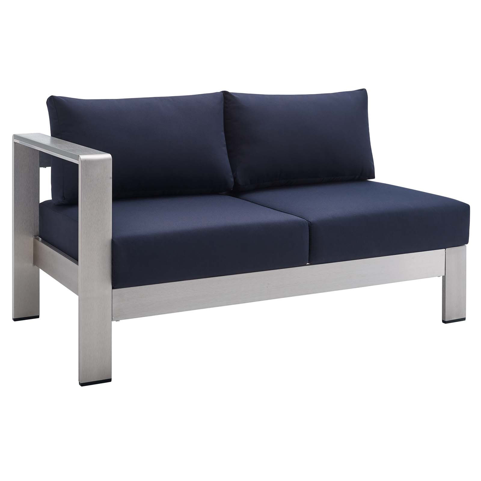Shore Sunbrella Fabric Aluminum Outdoor Patio Left-Arm Loveseat