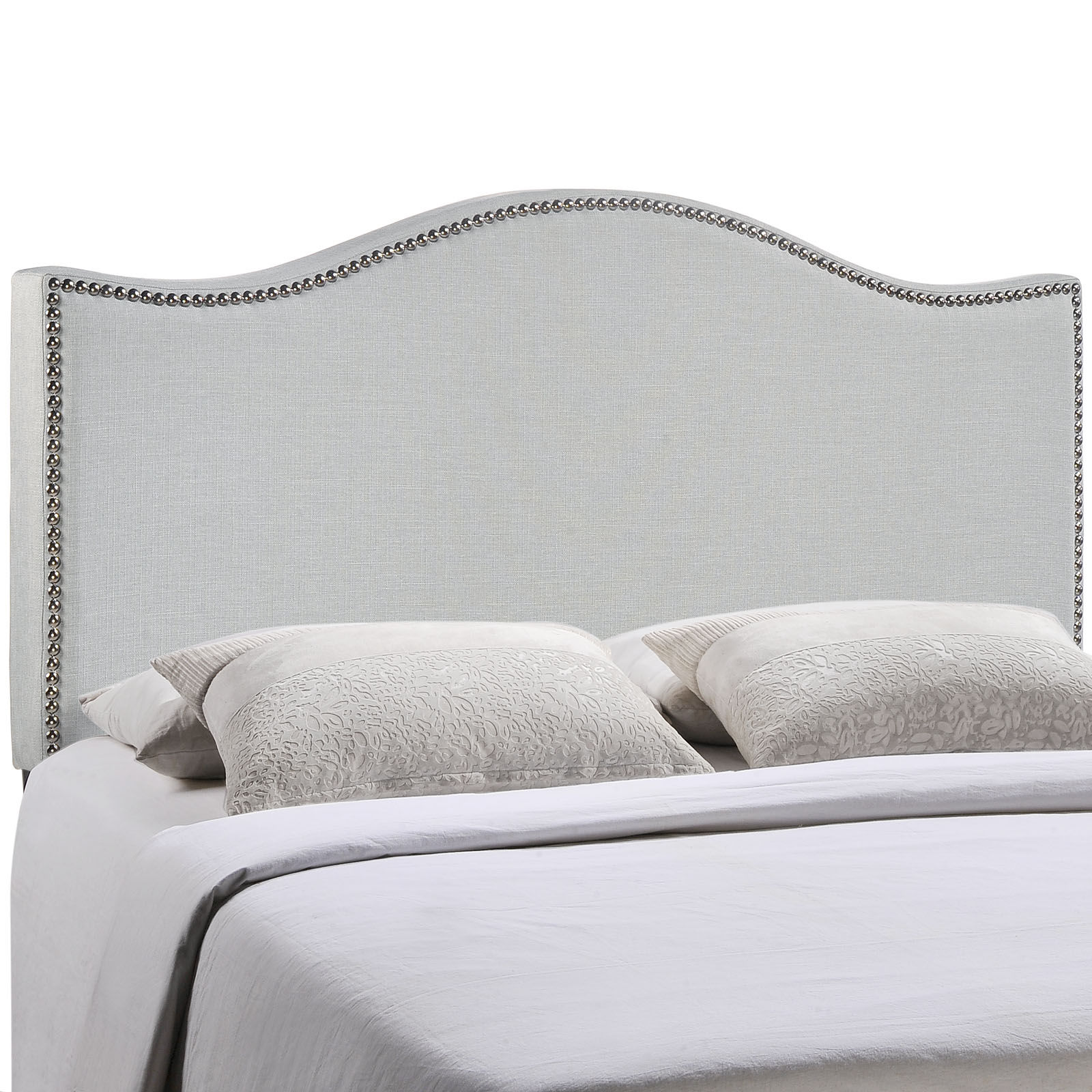 Curl Full Nailhead Upholstered Headboard - Sky Gray MOD-5208-GRY