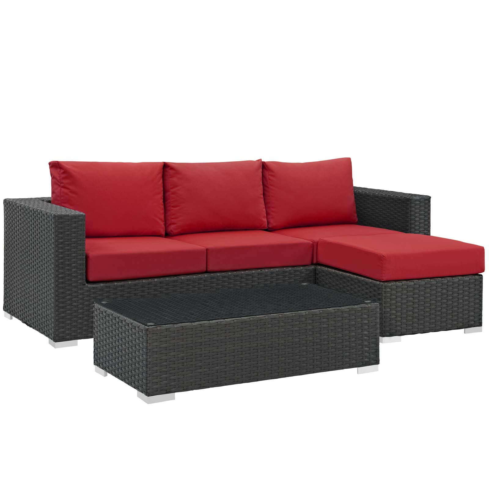 Sojourn 3 Piece Outdoor Patio Sunbrella Sectional Set
