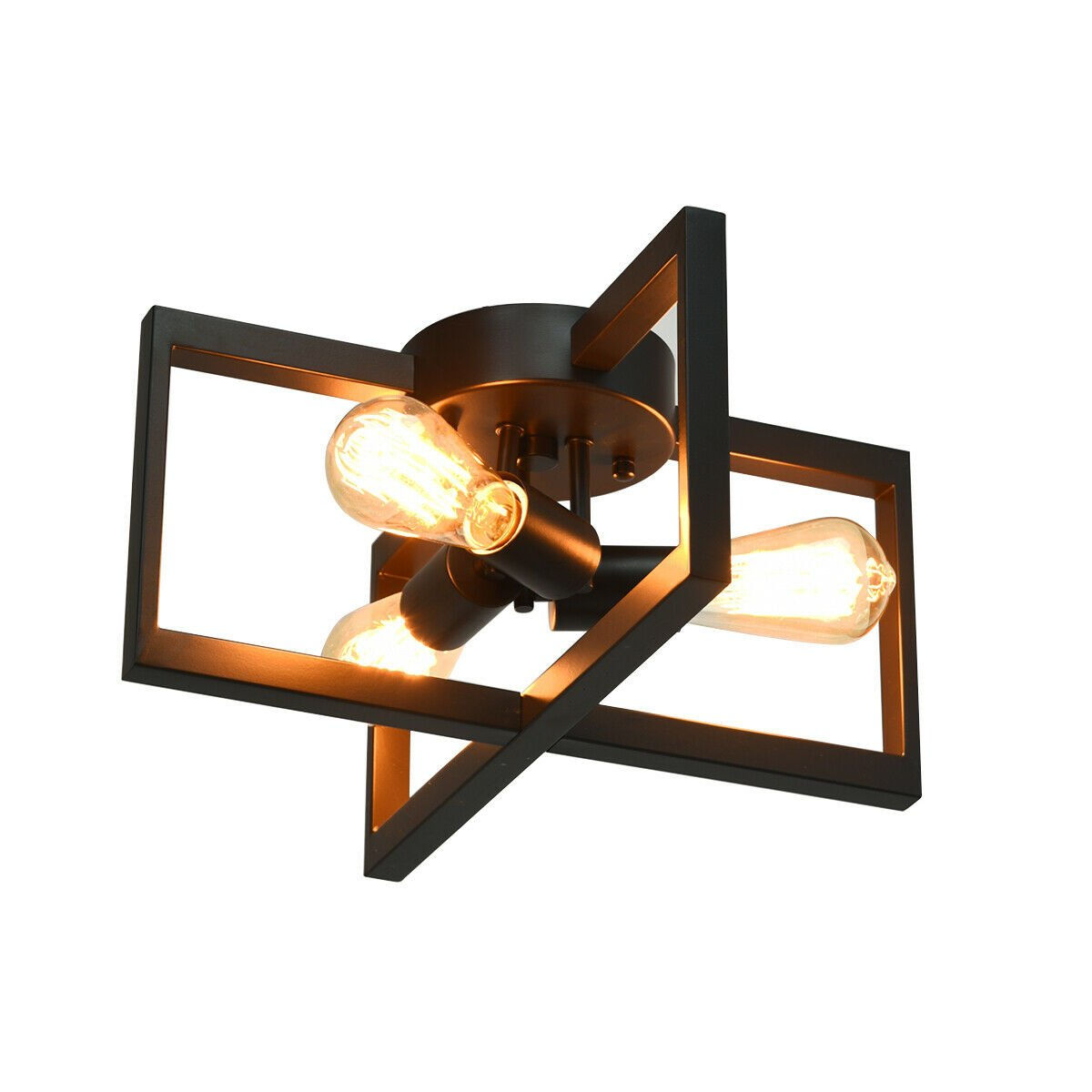 Flush Mount Geometric Metal 3-Lights Ceiling Lamp