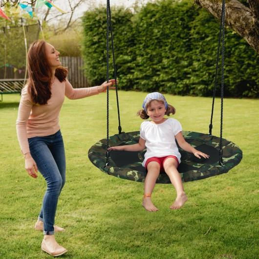 Thumbnail: 40" Flying Saucer Tree Swing Outdoor Play Set w/ Adjustable Ropes Gift for Kids