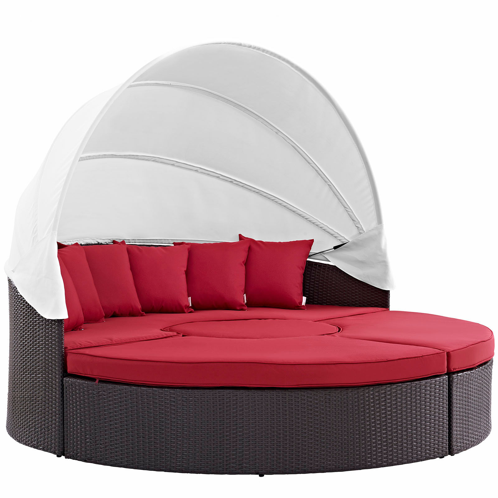 Convene Canopy Outdoor Patio Daybed Espresso/Red EEI-2173-EXP-RED-SET