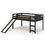 Thumbnail: Twin Size Low Sturdy Loft Bed with Slide Wood -Espresso