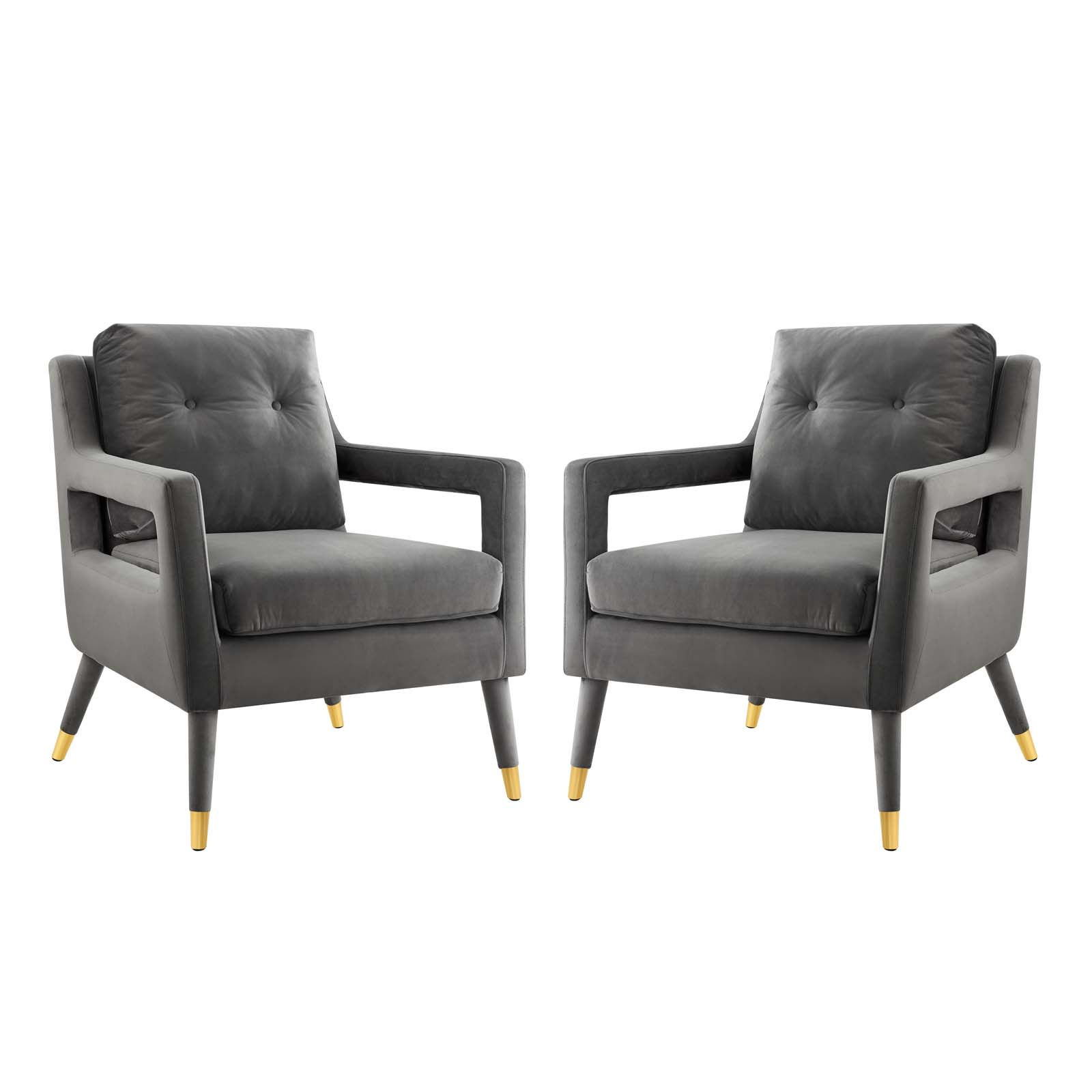 EEI-4428-GRY Premise Armchair Performance Velvet Set Of 2
