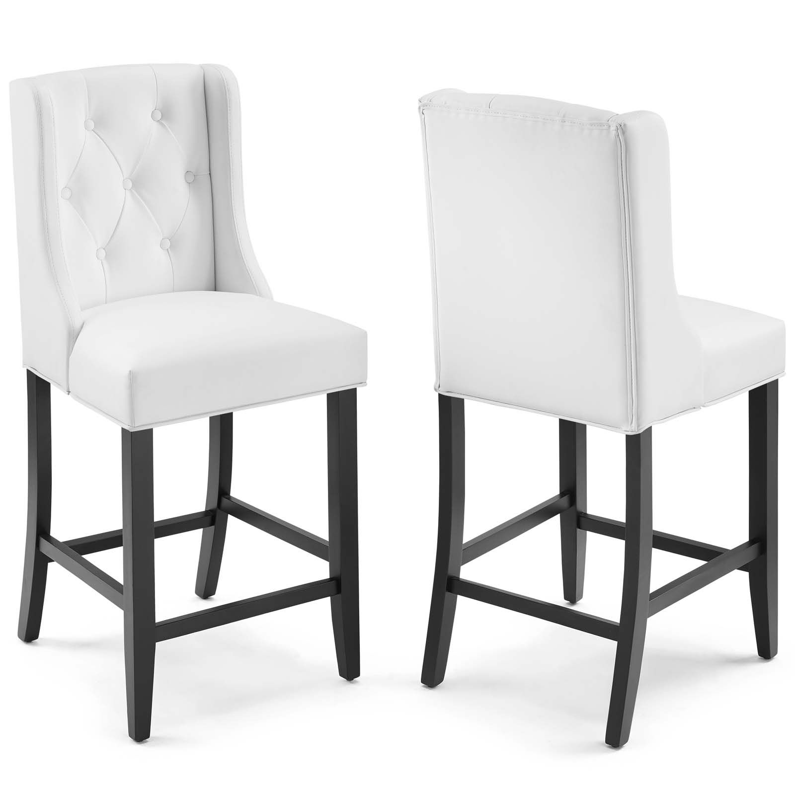 Baronet Counter Bar Stool Faux Leather Set Of 2 EEI-4021-WHI By