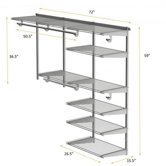 Thumbnail: Custom Closet Organizer Kit 4 to 6 ft Wall-Mounted Closet System with Hang Rod
