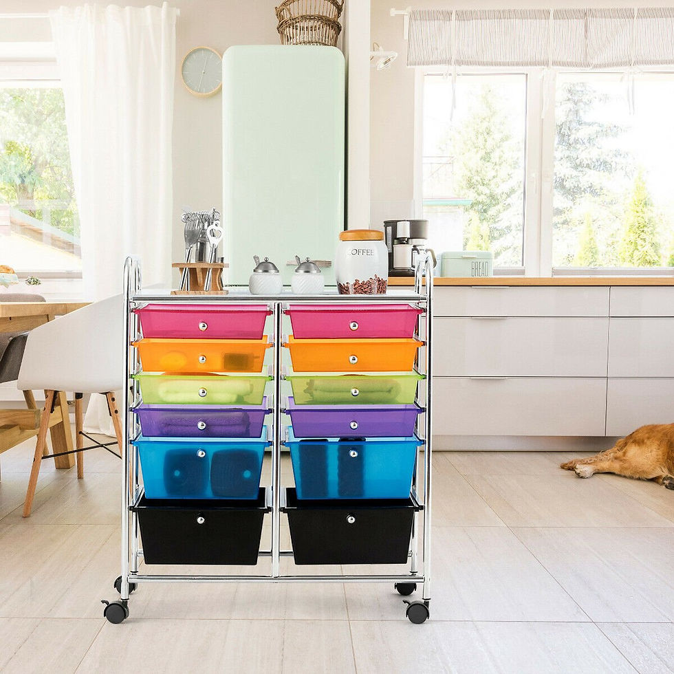 Thumbnail: 12 Drawers Rolling Cart Storage Scrapbook Paper Organizer Bins-Multicolor