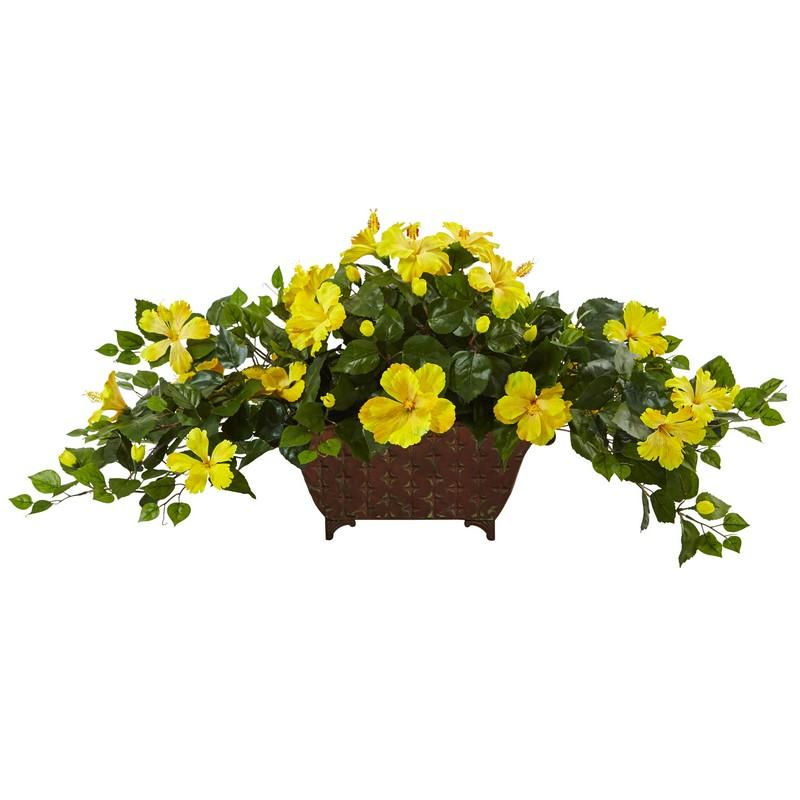 Hybiscus in Metal Planter