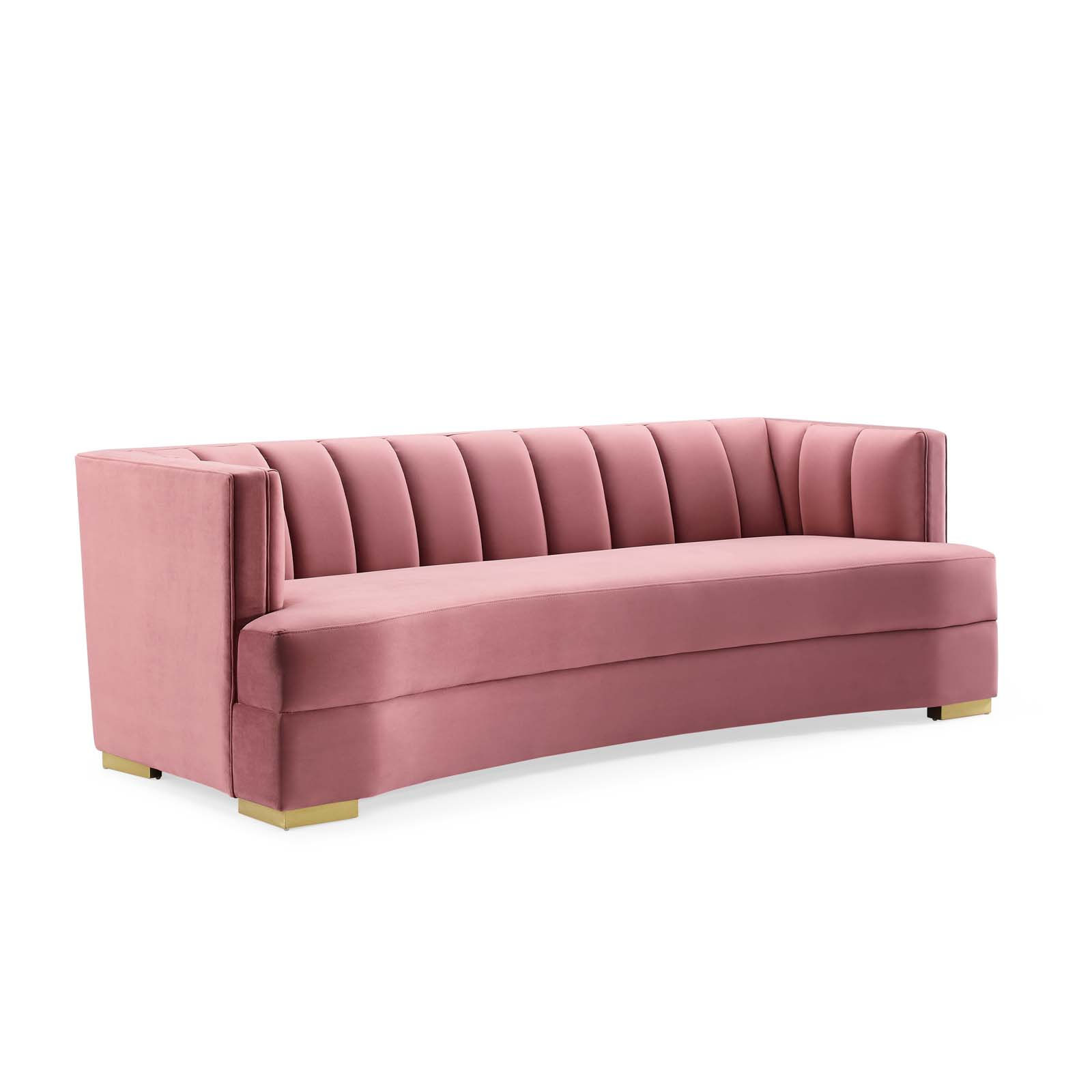 Encompass Channel Tufted Performance Velvet Curved Sofa