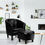Thumbnail: Modern Accent Tub Chair and Ottoman Set with Fabric Upholstered-Black