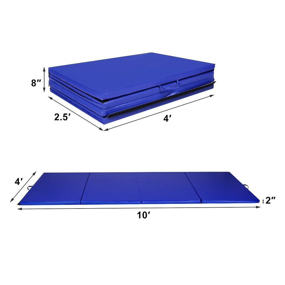 Thumbnail: 4'x10'x2" Thick Folding Panel Gymnastics Mat-Blue