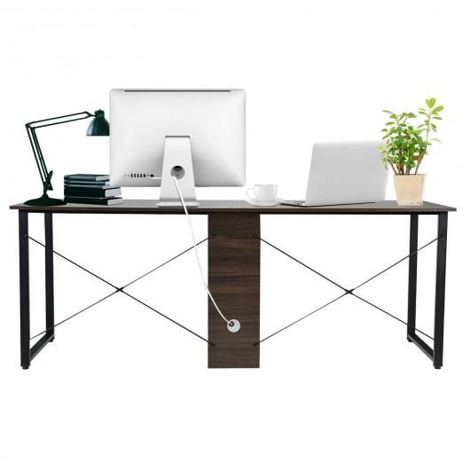Thumbnail: 2 Person Computer Desk with Cabinet and X-Shaped Frame