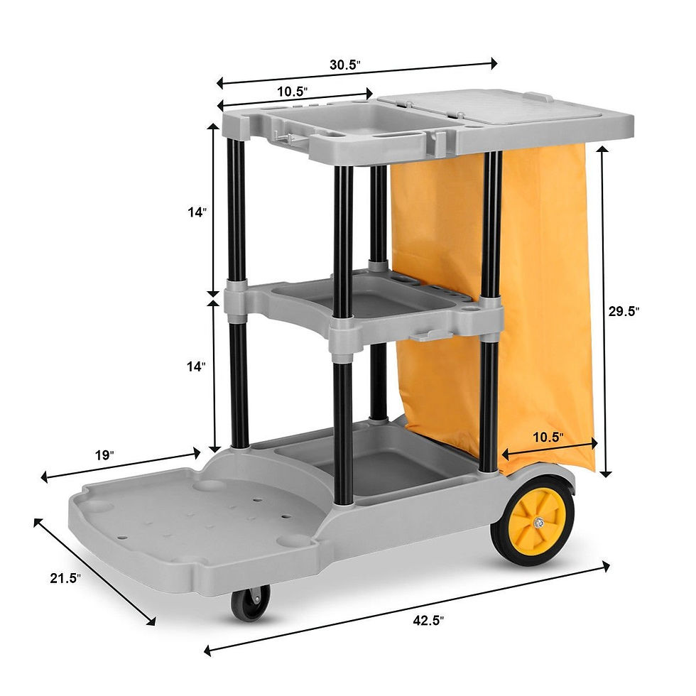Thumbnail: Commercial Janitorial Cleaning Cart 3 Shelf Housekeeping Ultility Cart