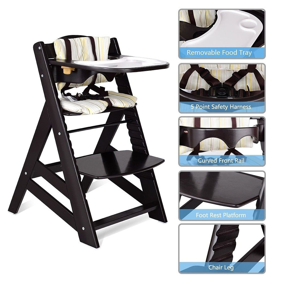 Thumbnail: Adjustable Height Wooden Baby High Chair with Removeable Tray