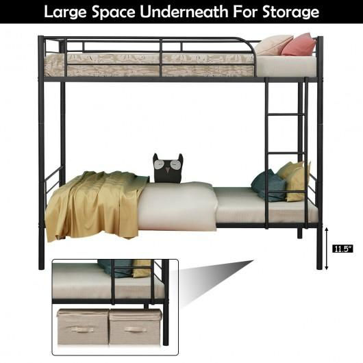 Thumbnail: Metal Twin Kids Bunk Bed with Ladder Safety Guard Rails