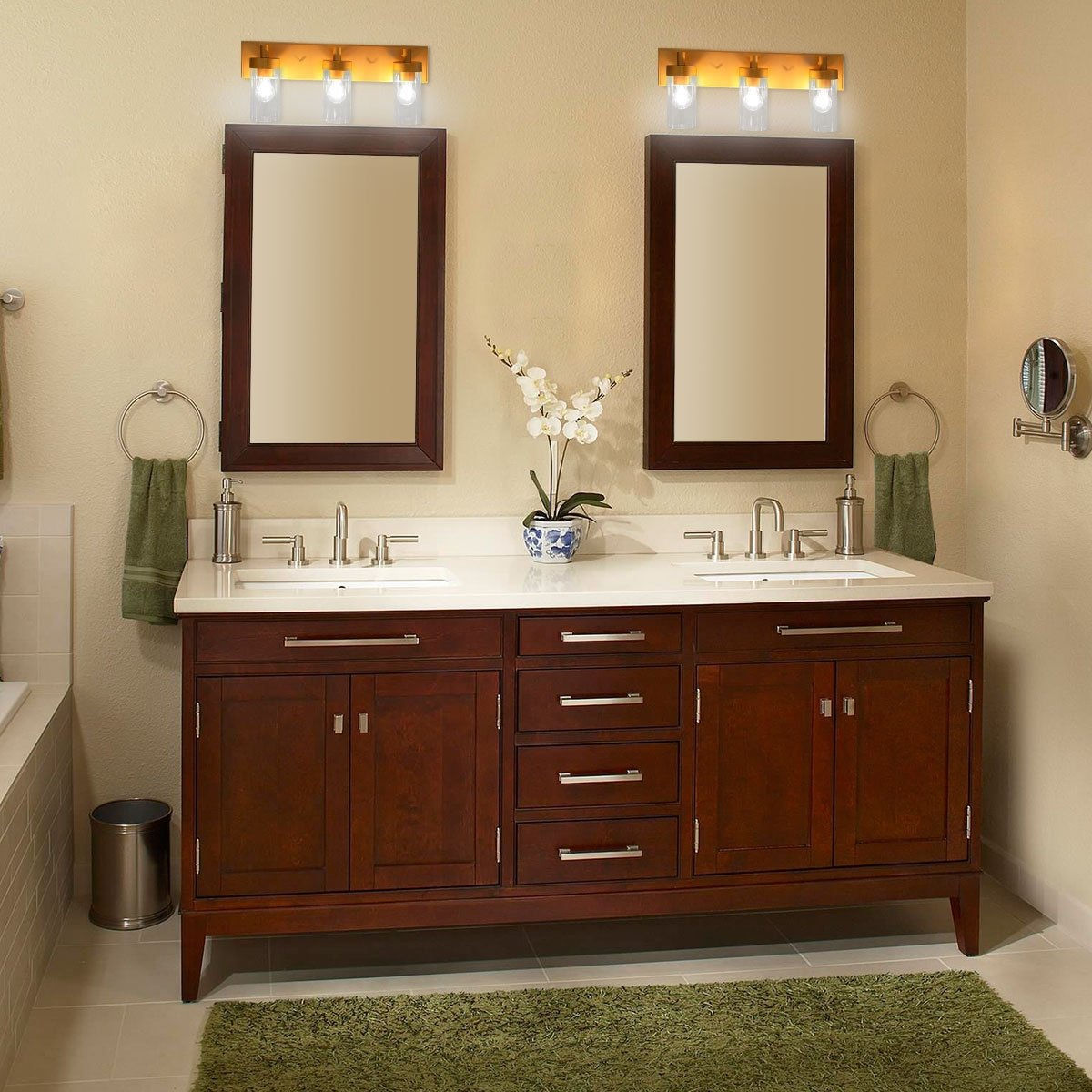 3-Light Vanity Lamp w/ Gold Finish and Clear Glass Shade