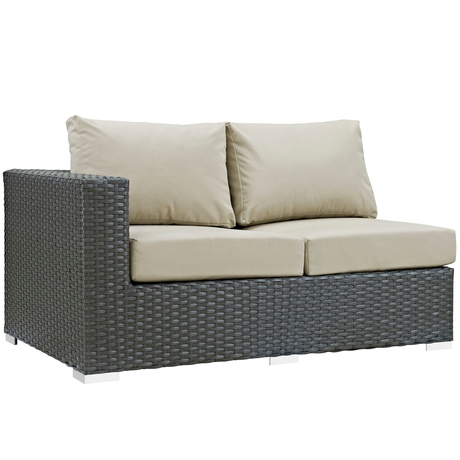 Sojourn Outdoor Patio Sunbrella Left Arm Loveseat EEI-1858-CHC-BEI