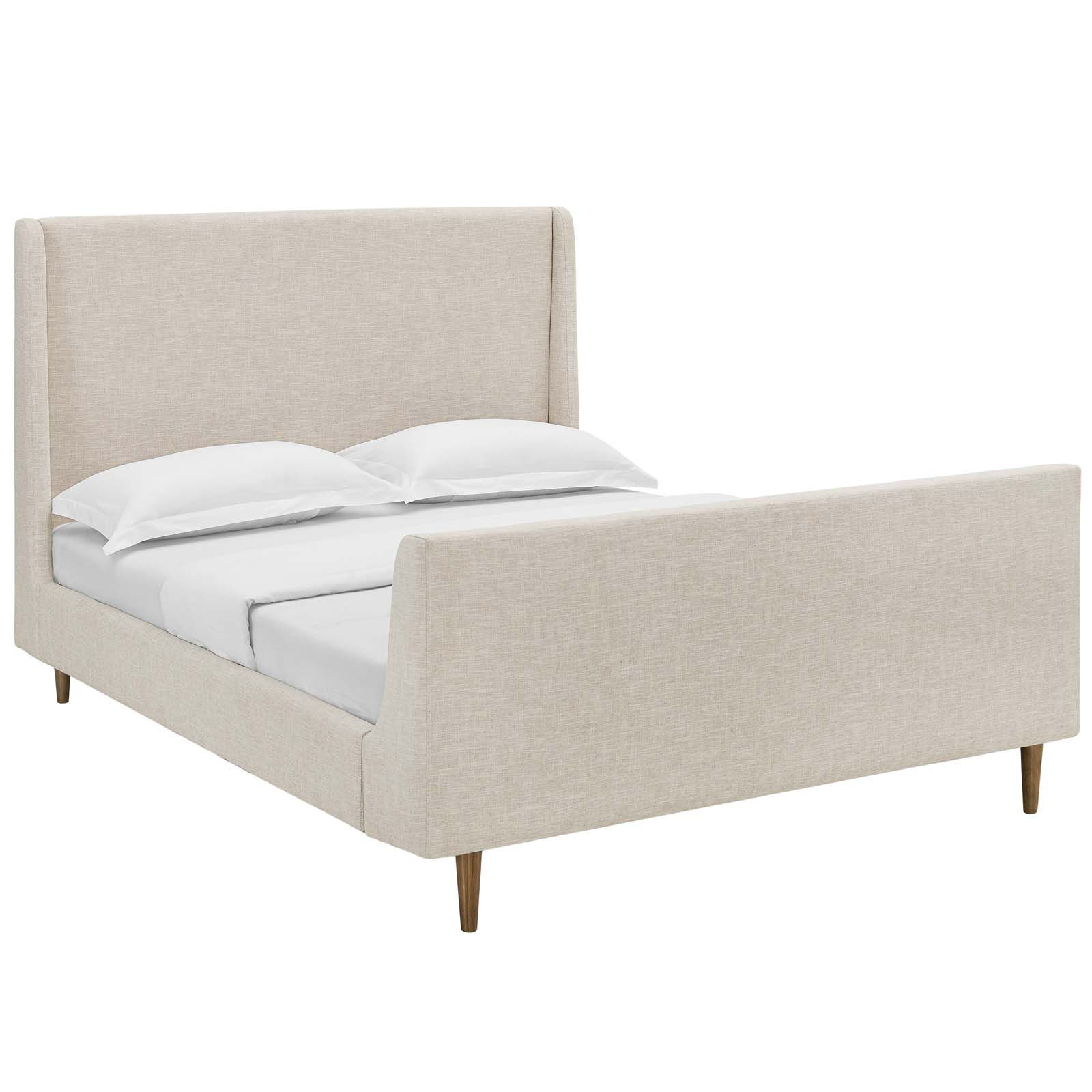Aubree Queen Upholstered Fabric Sleigh Platform Bed MOD 5824 BEI by Furniture