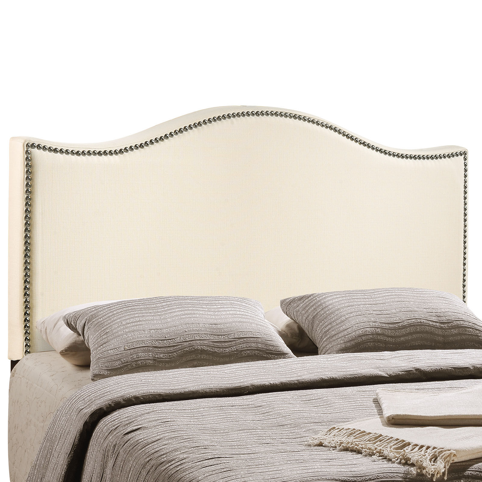 Curl Full Nailhead Upholstered Headboard - Ivory MOD-5208-IVO