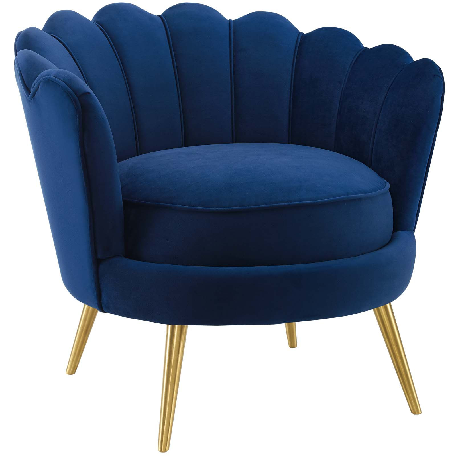 Admire Scalloped Edge Performance Velvet Accent Armchair EEI 3410 NAV