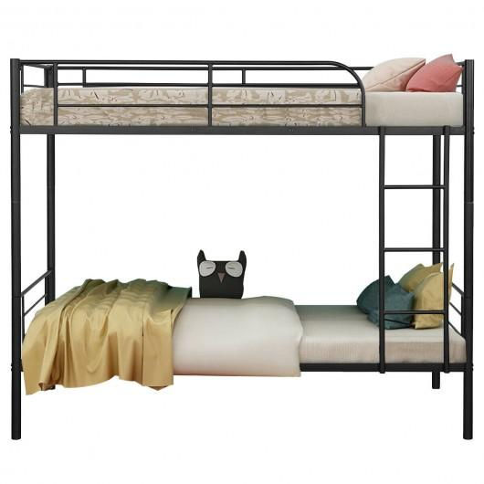 Thumbnail: Metal Twin Kids Bunk Bed with Ladder Safety Guard Rails