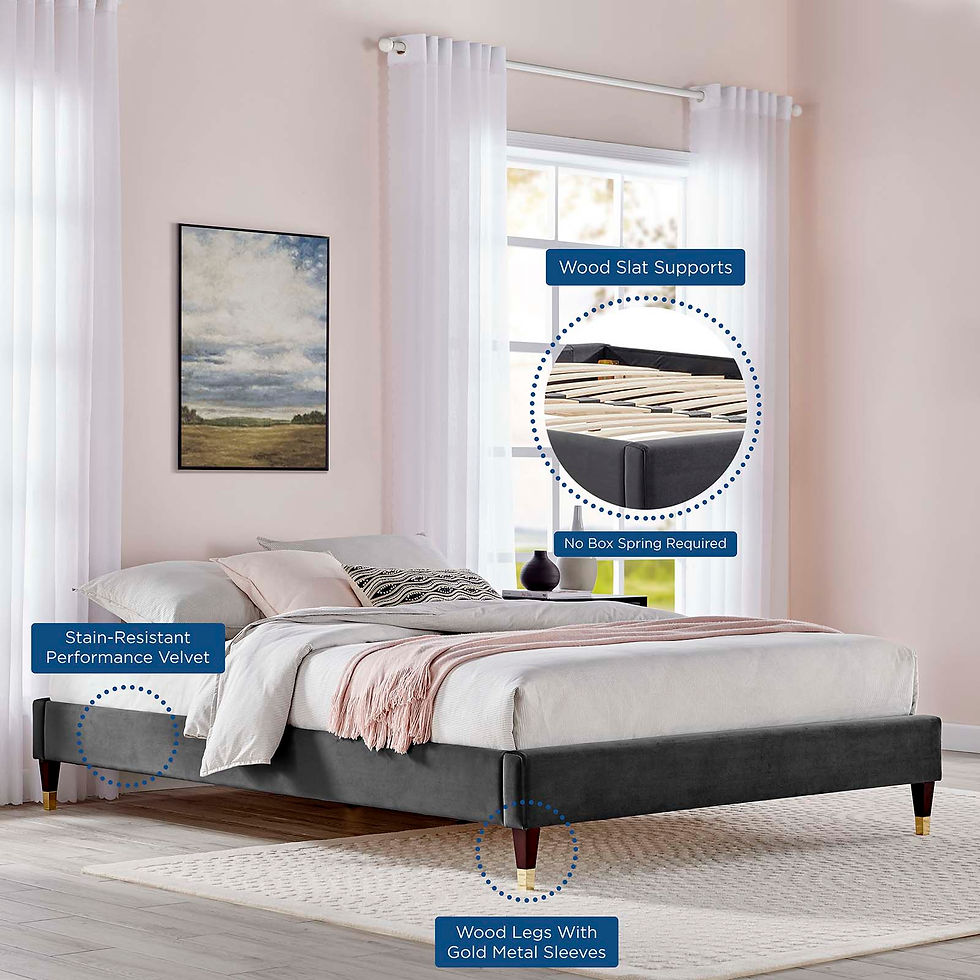 Thumbnail: Harlow King Performance Velvet Platform Bed Frame