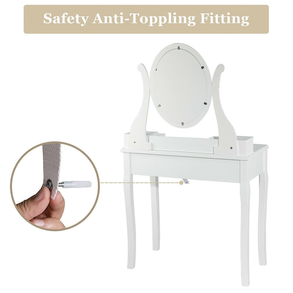 Thumbnail: Vanity Set with Removable Makeup Organizer-White