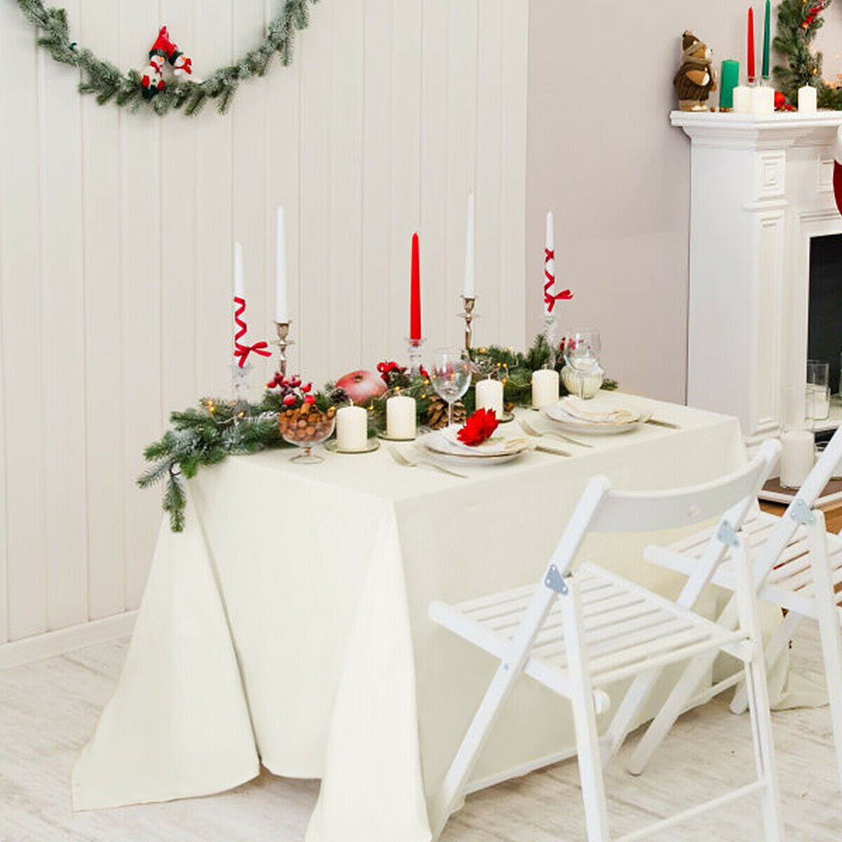 10 pcs 60" x 126" Rectangle Polyester Tablecloth-Ivory