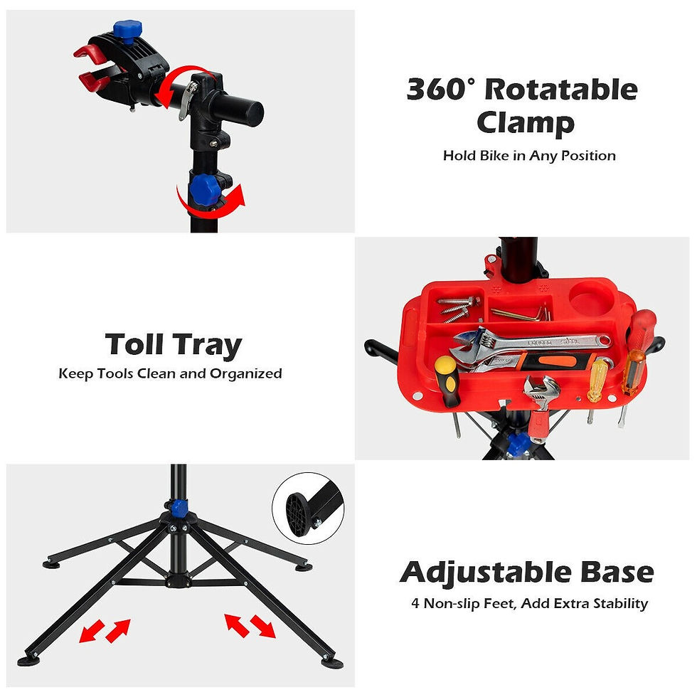 Thumbnail: Pro Bike Adjustable 41" To 75'' Cycle Bicycle Rack Repair Stand w/ Tool Tray Red