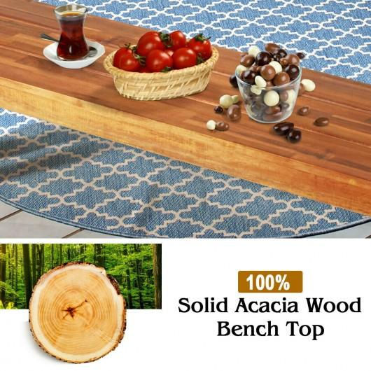Thumbnail: Set of 2 Patio Acacia Wood Dining Bench