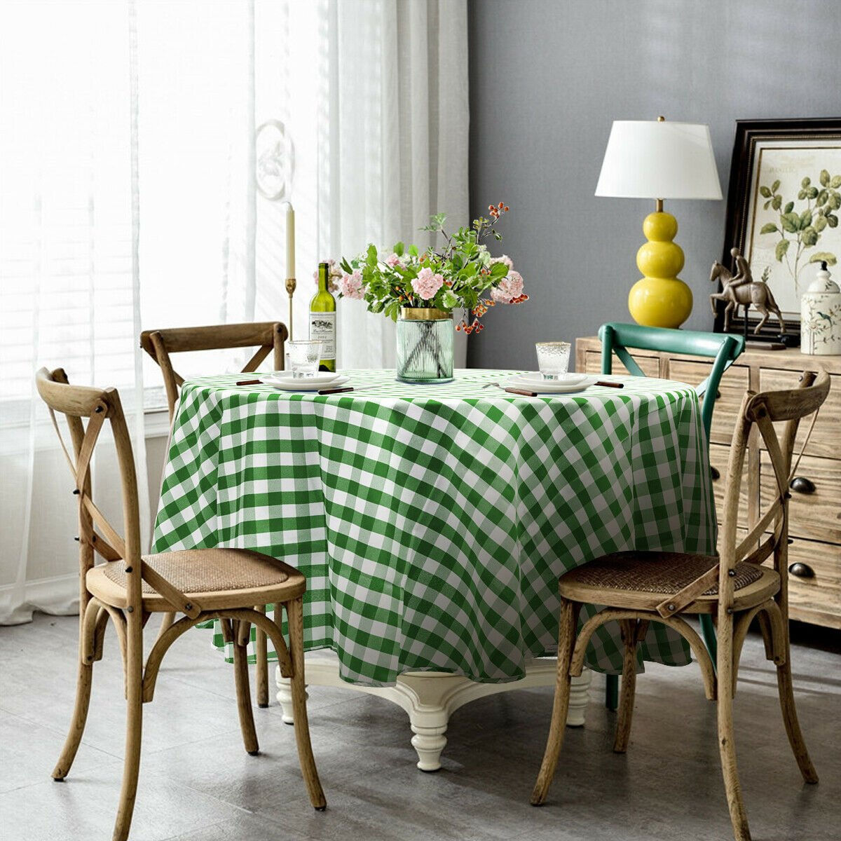 2 Pcs Stain Resistant and Wrinkle Resistant Table Cloth-Green