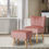 Thumbnail: Leisure Chair and Ottoman Padded Velvet Tufted Sofa Set -Pink