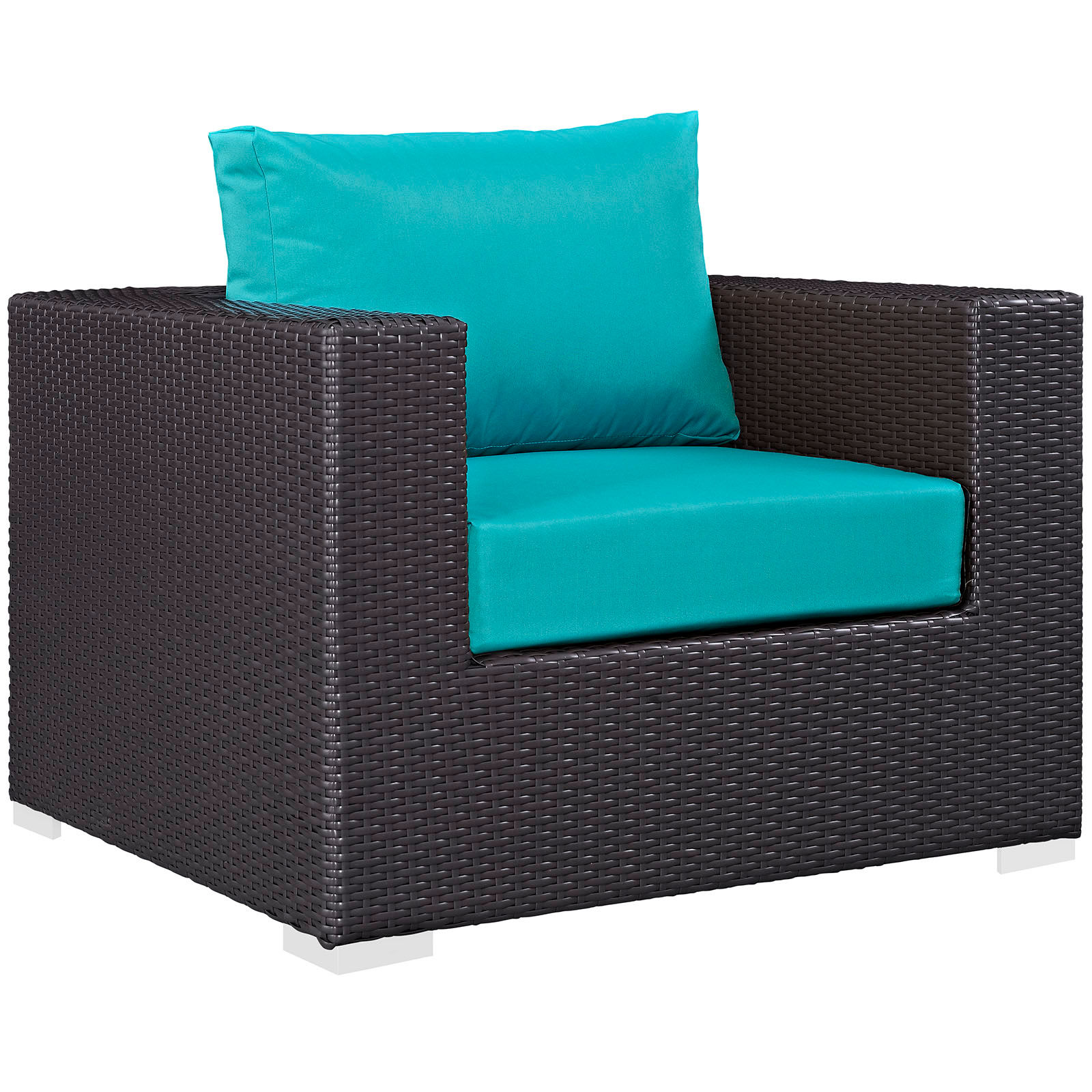 Convene Outdoor Patio Armchair - Espresso/Turquoise EEI-1906-EXP-TRQ