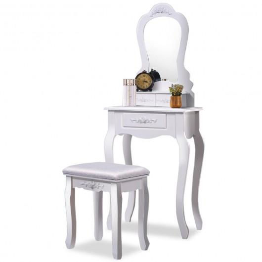 Thumbnail: Compact Vanity Makeup Dressing Table Stool Set White